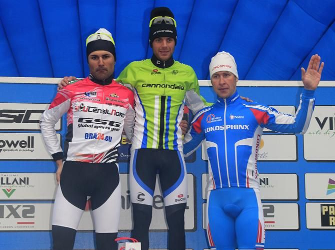 The final stage podium: Alessandro Mazzi, Damiano Caruso and Boris Shpilevsky