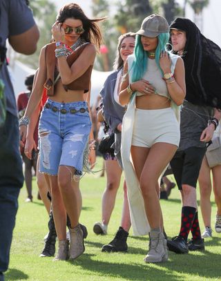 Best Coachella Fashion Looks | Kendall Jenner and Kylie Jenner are seen at Coachella Valley Music and Arts Festival at The Empire Polo Club on April 10, 2015 in Indio, California