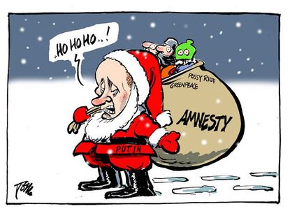 Political cartoon Vladimir Putin Amnesty