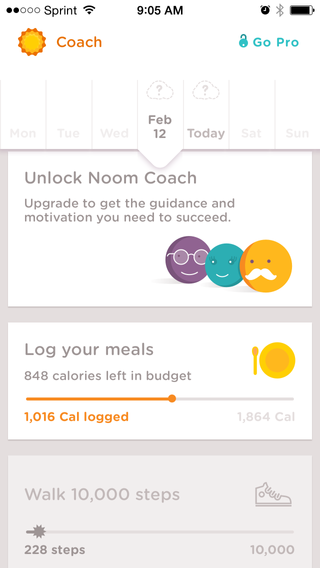 The Noom Coach app aims to motivate, offering tips and tricks for eating healthy, along with the basic tracking capabilities.