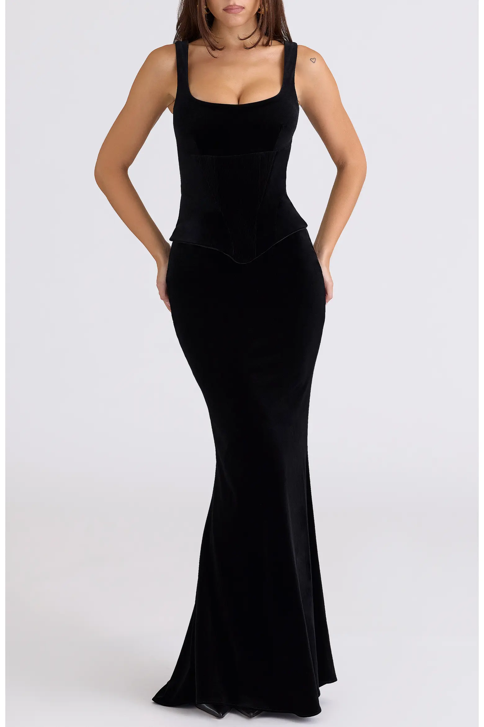 House of CB, Yasmina Stretch Velvet Corset Gown