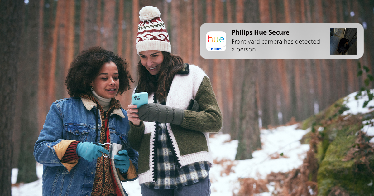 Philips Hue Secure Sicherheitskameras, Flutlicht und Kontaktsensoren.