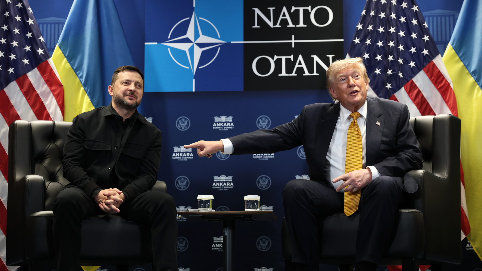 President Donald Trump meets with Ukrainian President Volodymyr Zelenskyy at NATO summit in Turkey