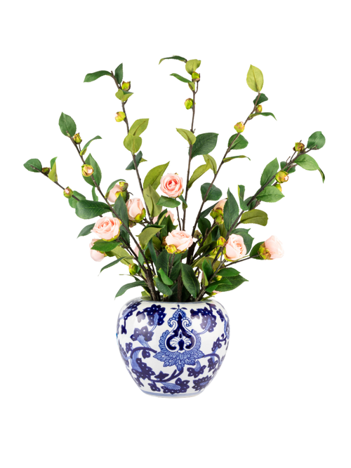 Beau Toile Faux Rose Branch Arrangement