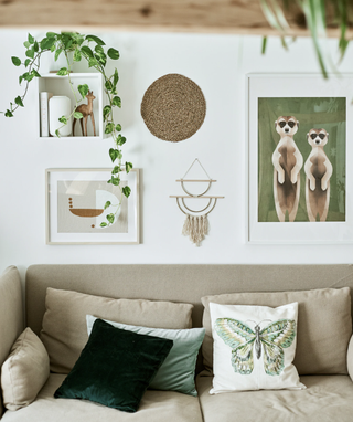 Neutral and green living room