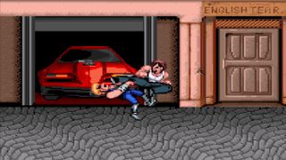 Billy gets kung fu kicked in Double Dragon.