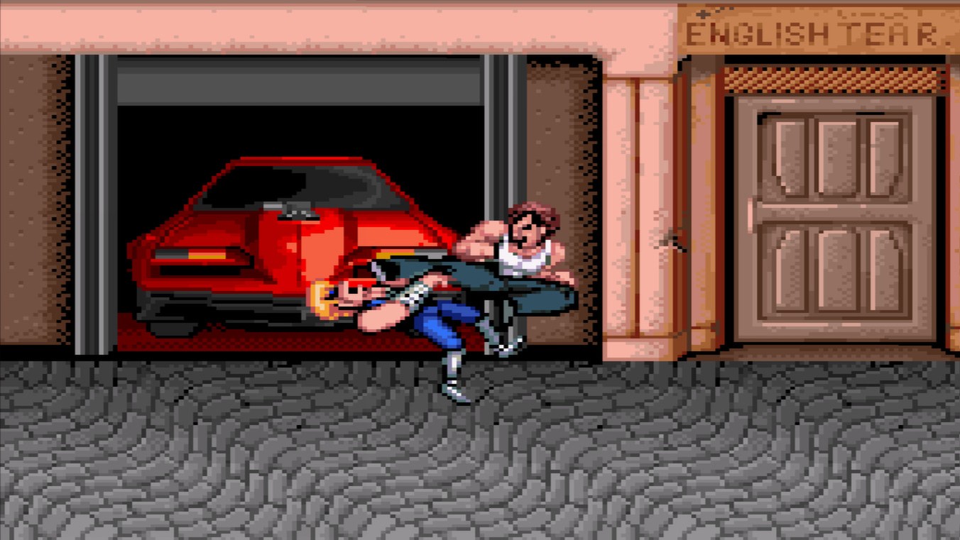 Billy gets kung fu kicked in Double Dragon.