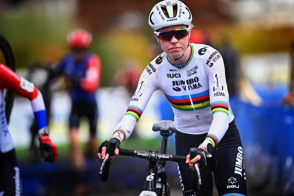 Dutch Fem Van Empel pictured in action during the women elite race at the Urban Cross Kortrijk cyclocross cycling event on Saturday 25 November 2023 in Kortrijk the second stage in the X2O Badkamers Trofee Veldrijden competitionBELGA PHOTO JASPER JACOBS Photo by JASPER JACOBS BELGA MAG Belga via AFP Photo by JASPER JACOBSBELGA MAGAFP via Getty Images