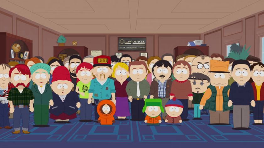 The citizens of South Park stand together in a law office in South Park S27 E1 - &quot;The Sermon on the &#039;Mount.&quot;