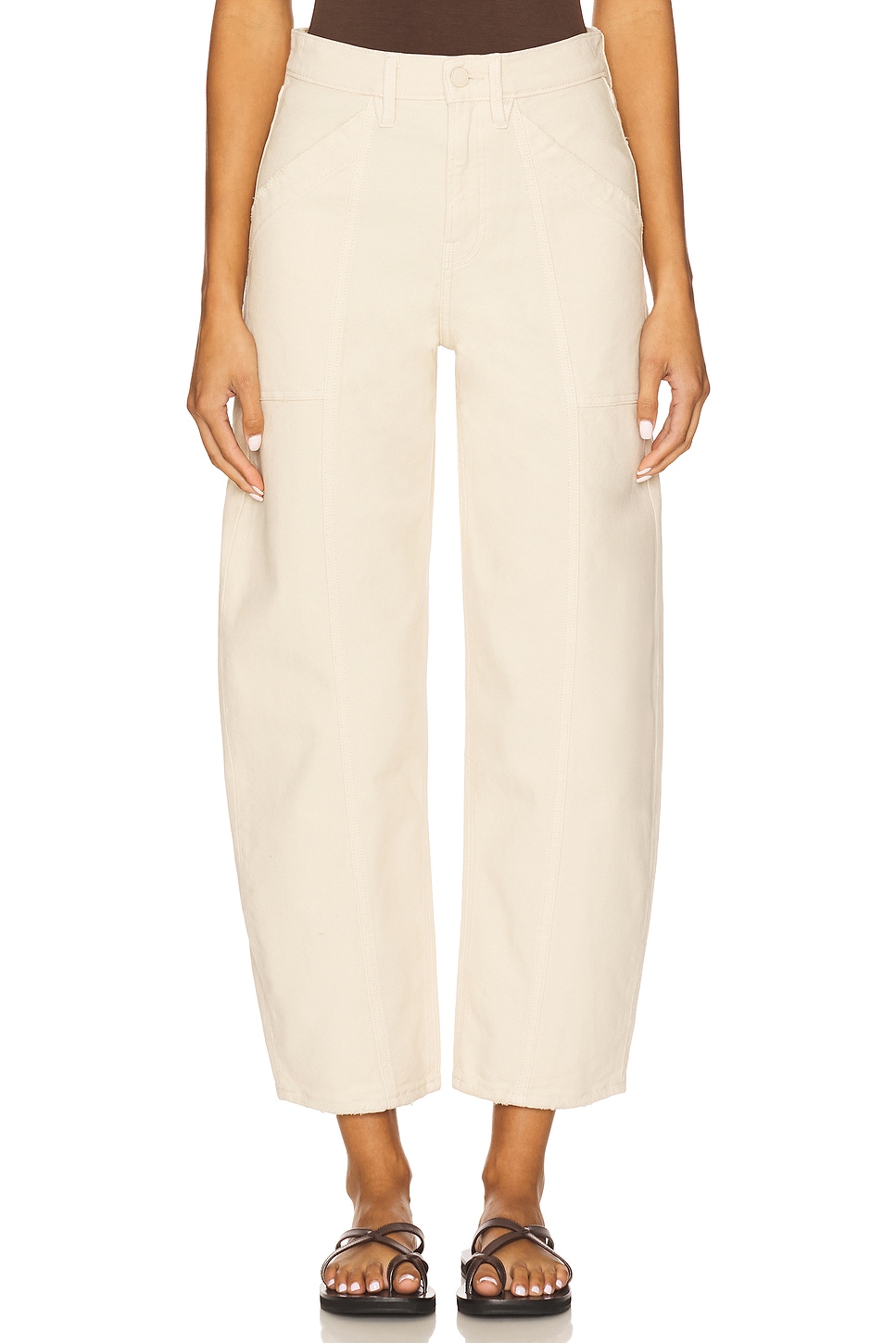 Canvas Cropped Barrel Pants