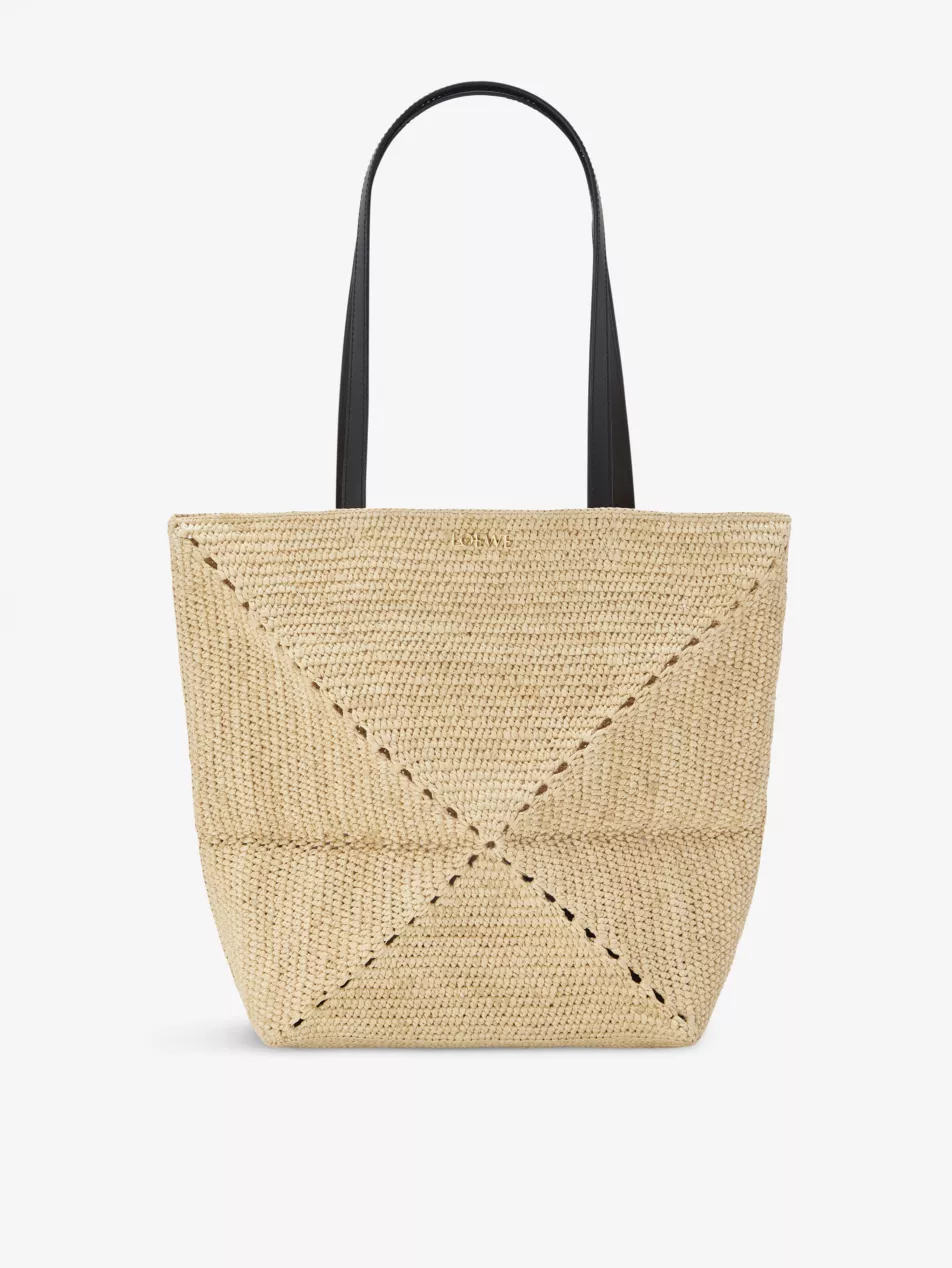 Loewe X Paula's Ibiza Puzzle Fold Medium Raffia Tote Bag