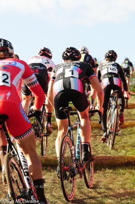 Nearly all the Elite Men rode the log steps