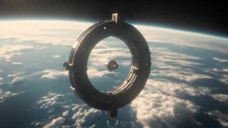 LTX Studio, an AI filmmaking platform; a circular space station