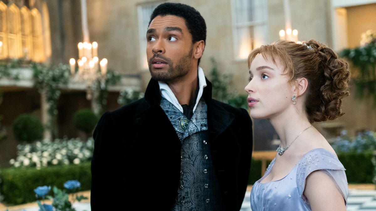 Regé-Jean Page as Simon Basset and Phoebe Dynevor as Daphne Bridgerton in the Netflix series &quot;Bridgerton.&quot;