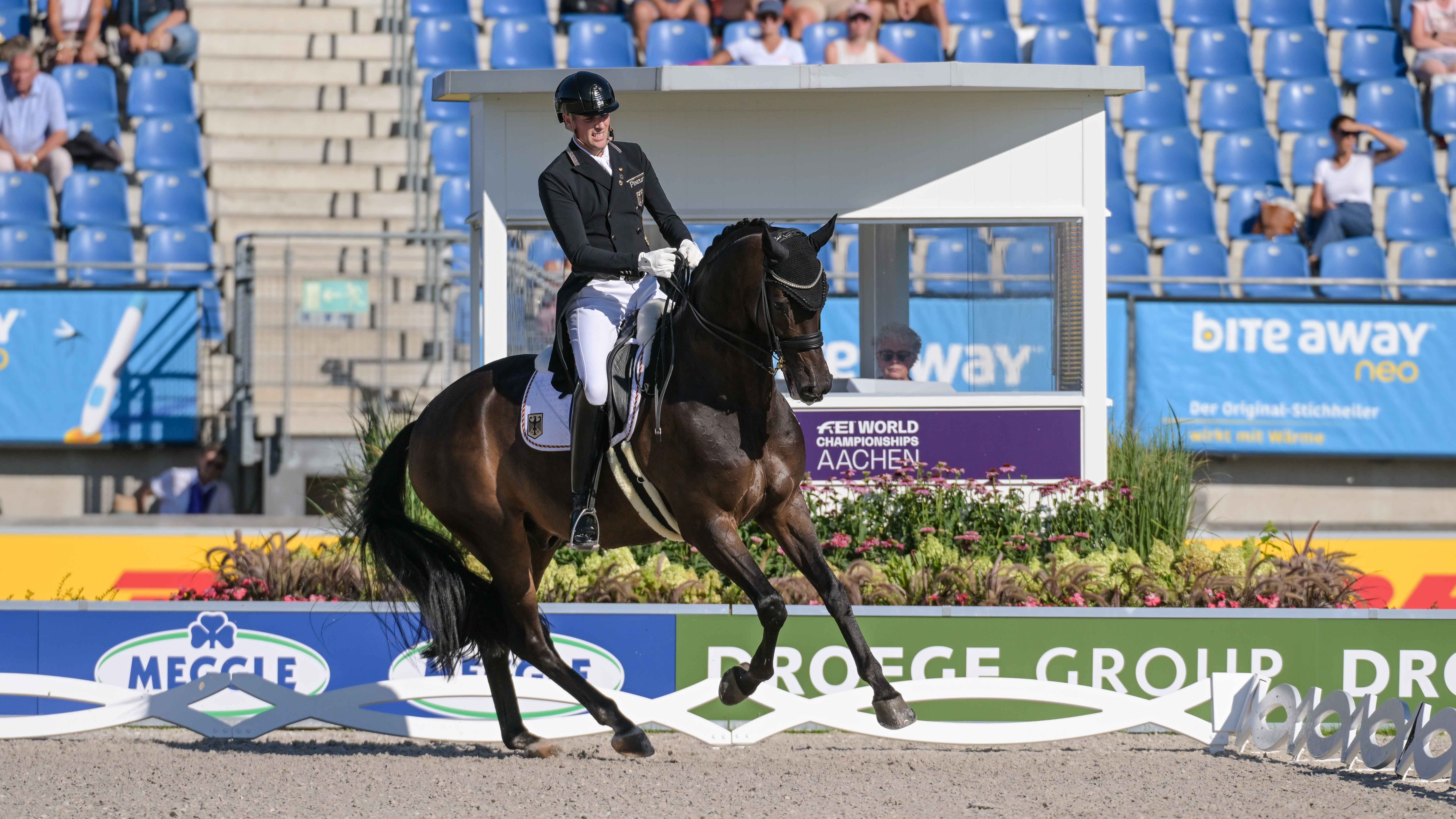 Frederic Wandres riding Bluetooth OLD at the 2026 World Dressage Championships in Aachen.