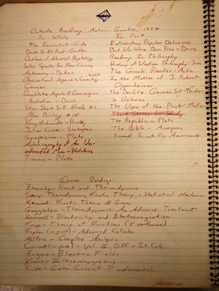 List of titles that Carl Sagan planned to read during one of his semesters at the University of Chicago.