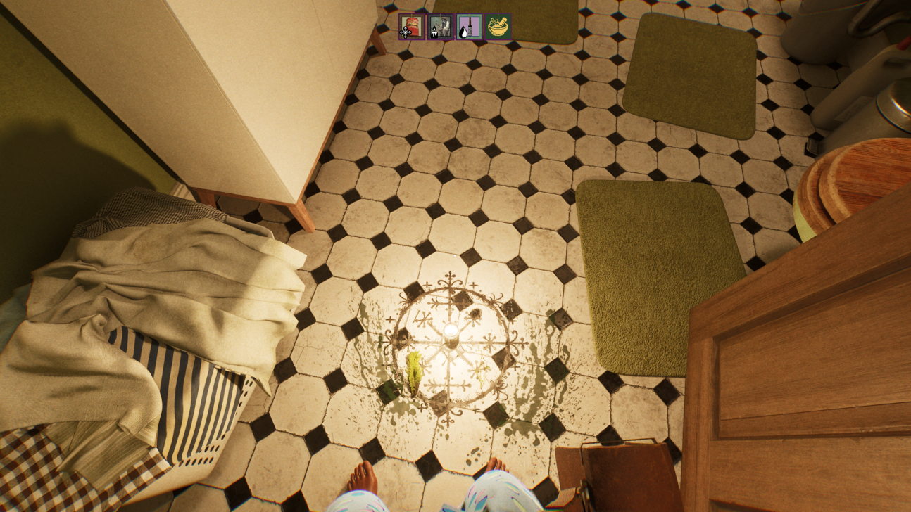 Screens from a horror game with silent rooms and corridors