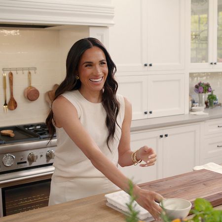 Meghan Markle in the kitchen set of her Netflix series 'With Love, Meghan'