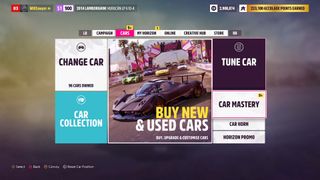 Forza Horizon 5 car mastery cars tab pause menu