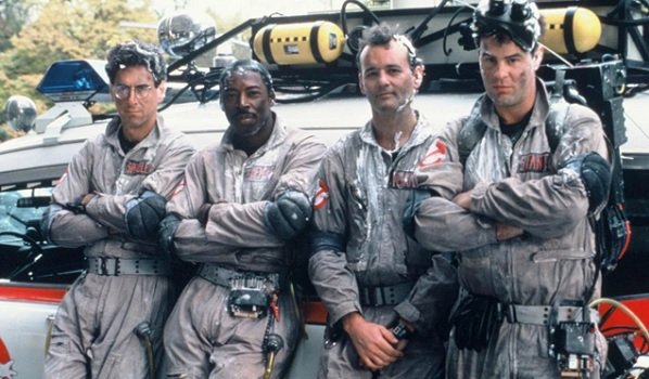 Ghostbusters Harold Ramis Ernie Hudson Bill Murray Dan Aykroyd after just saving the day