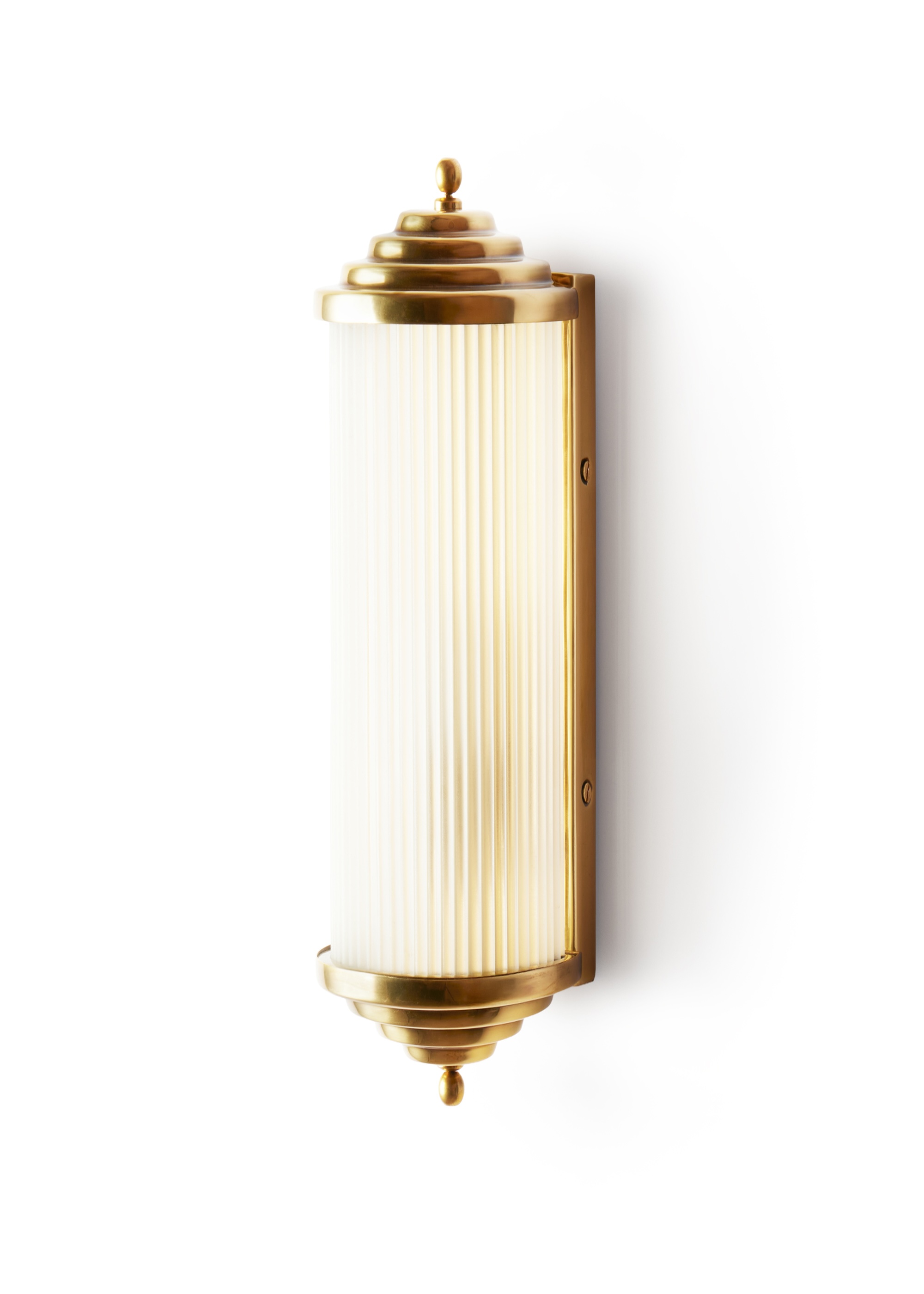 an art deco-inspired bathroom wall light