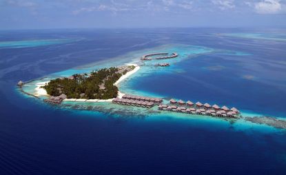 Areal view of the hotel Coco Bodu Hithi in the Maldives
