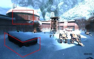 Here's a look at a screenshot of the original Lost Planet for the Xbox 360. Pay attention to the red boxes.