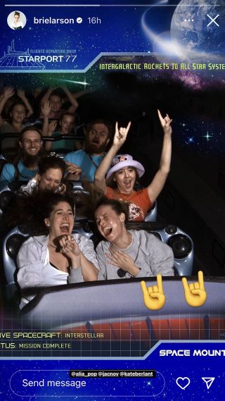 Brie Larson on Space Mountain at Disneyland