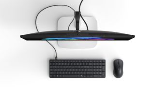 A promotional image for the HP EliteBoard G1a AI PC
