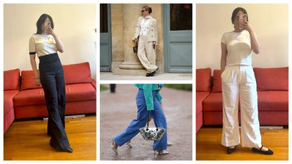 Fashion E-Commerce Editor Julia Marzovilla tests linen pants frmo Banana Republic and Abercrombie &amp; Fitch; Getty Images