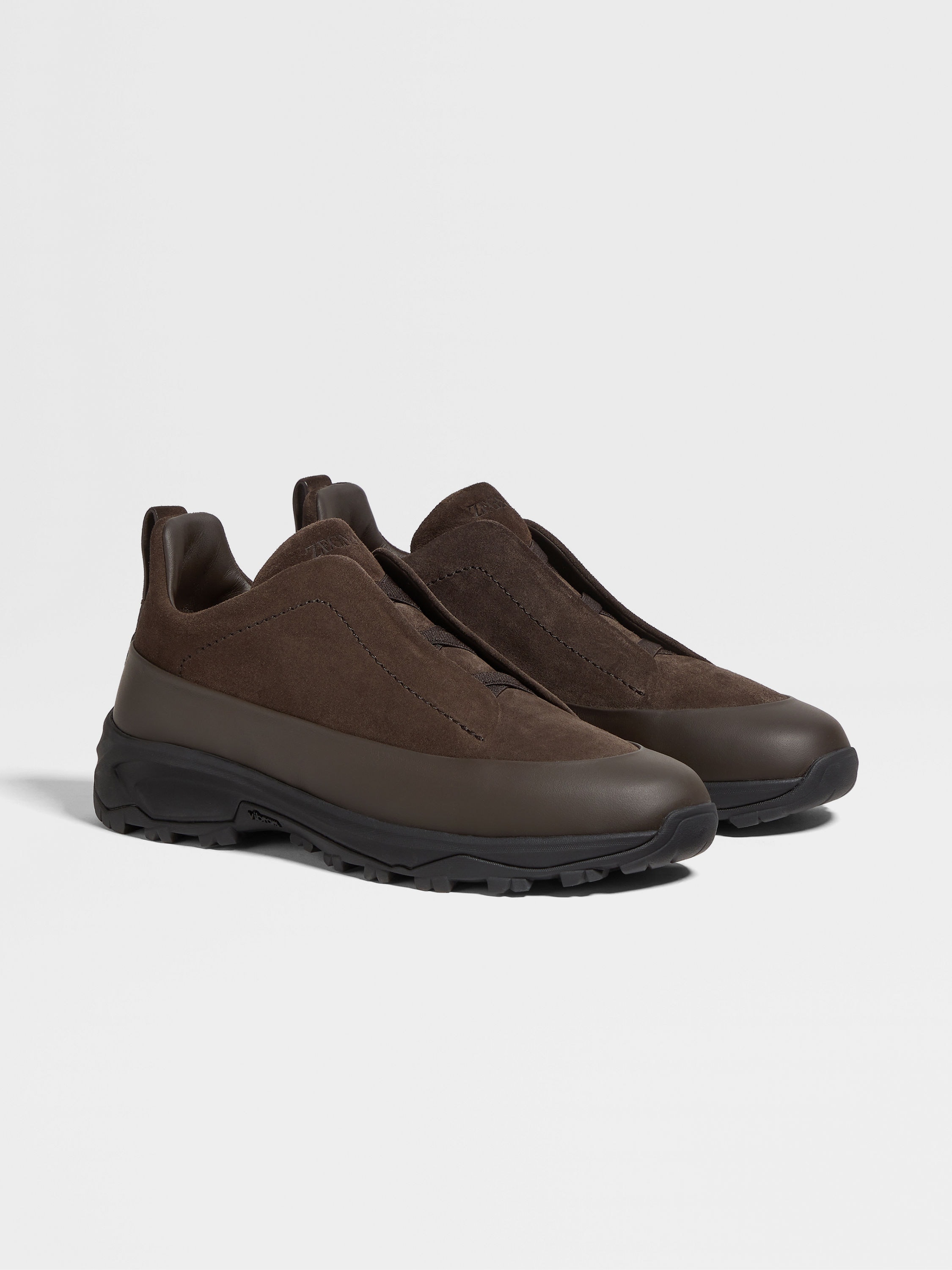 Dark Brown Leather and Suede Triple Stitch&amp;trade; Monte Sneakers