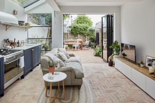 modern kitchen extension wih rooflights and bifolding doors