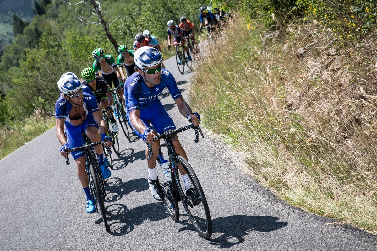Janier Acevedo leads the group during stage 6 at the Tour of Utah