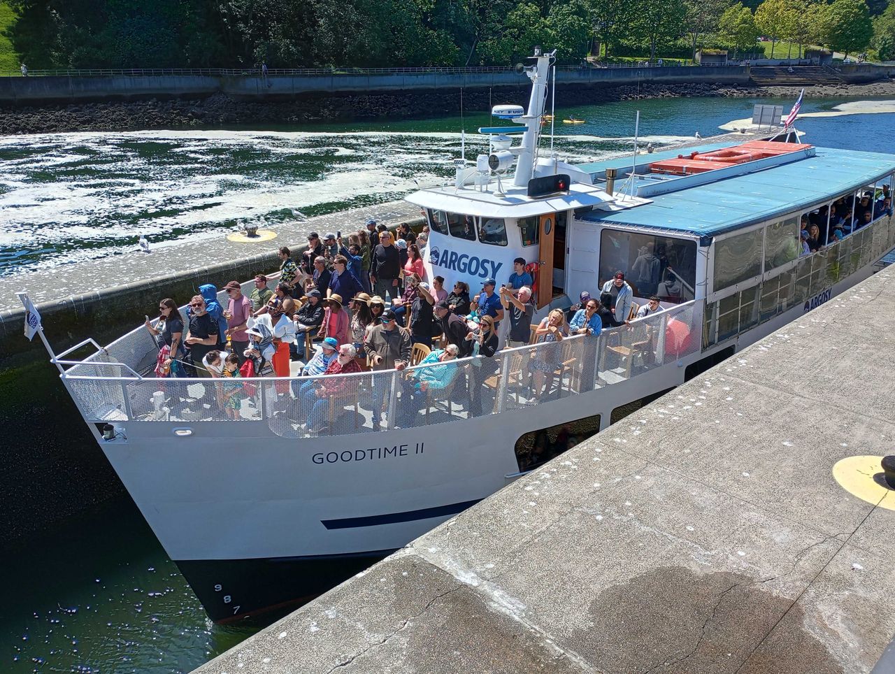 People riding a boat