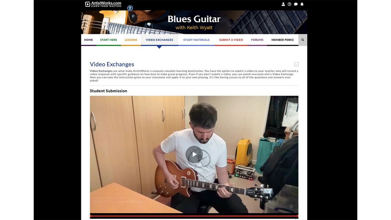 ArtistWorks guitar lesson screen grabs