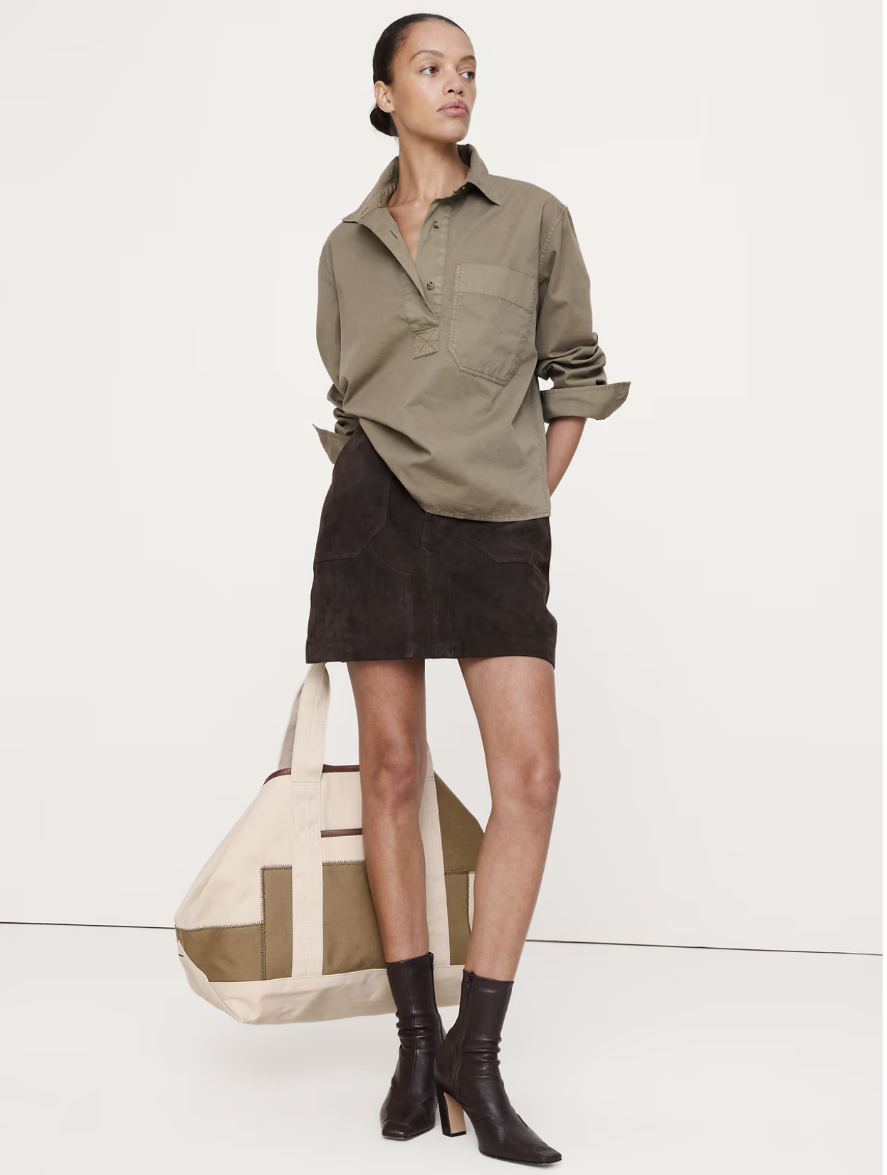 Banana Republic, Relaxed Cotton-Twill Popover Shirt