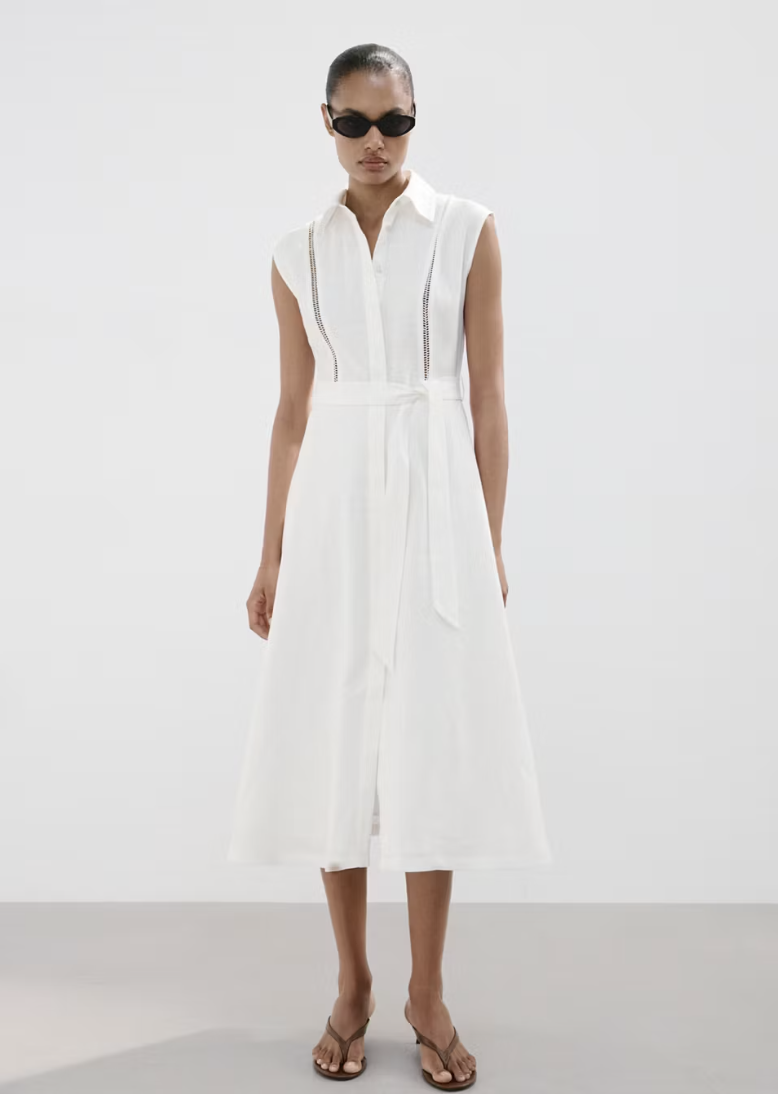 MANGO, Linen Shirt Dress With Bow - Women | Mango United Kingdom