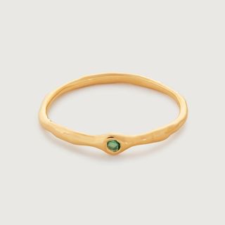 Gold Vermeil Siren Mini Gem Stacking Ring - Green Onyx