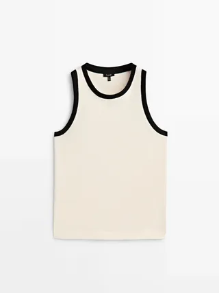 Massimo Dutti, Sleeveless Contrast T-Shirt