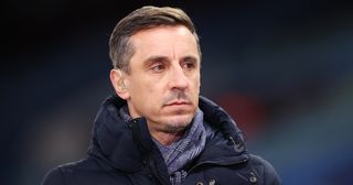Gary Neville promises to sign petition stopping him from commentating on Arsenal games: Pundit Gary Neville prior to the Premier League match between Aston Villa and Leeds United at Villa Park on January 13, 2023 in Birmingham, England.