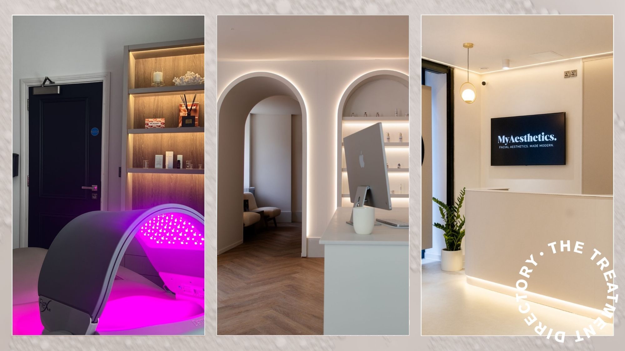 A collage featuring clinic interiors