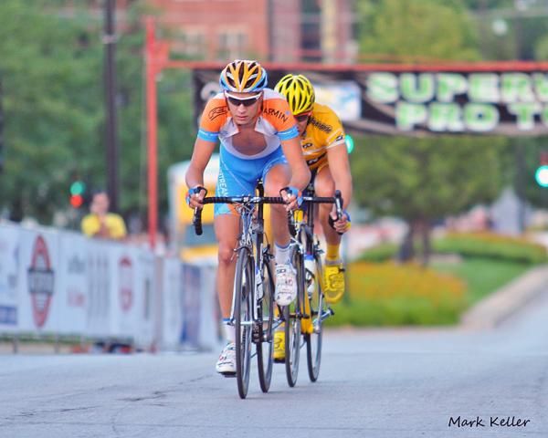 A Garmin-Slipstream rider leads yellow jersey Bernard Sulzberger.