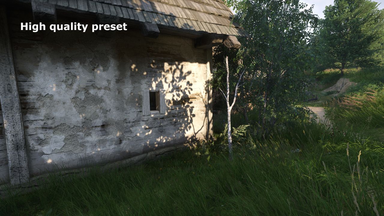 A screenshot from Kingdom Come: Deliverance 2 showing the graphics with using the High quality preset