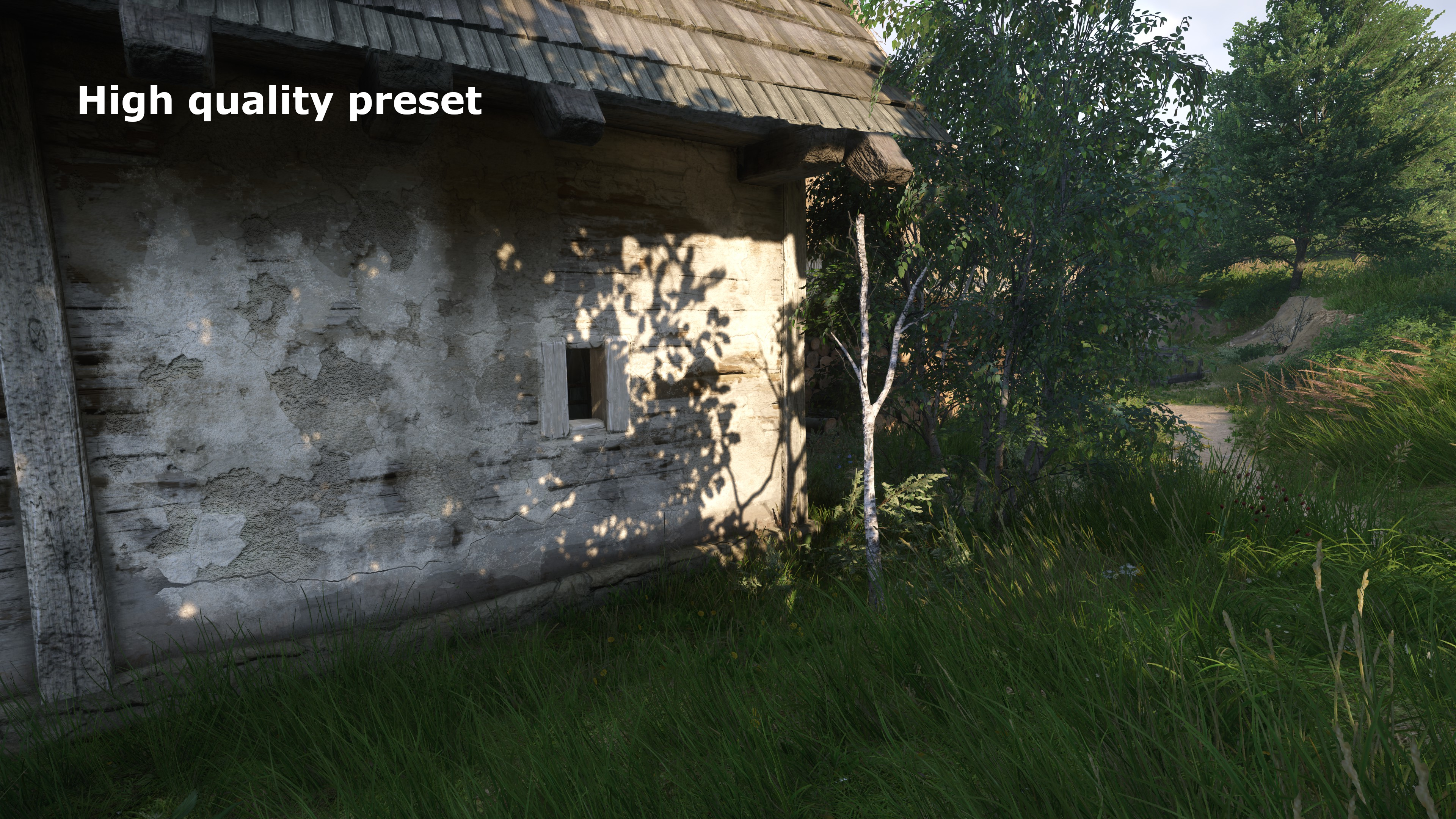 A screenshot from Kingdom Come: Deliverance 2 showing the graphics with using the High quality preset