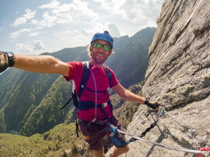 Man taking selfie on a Via Ferrata route