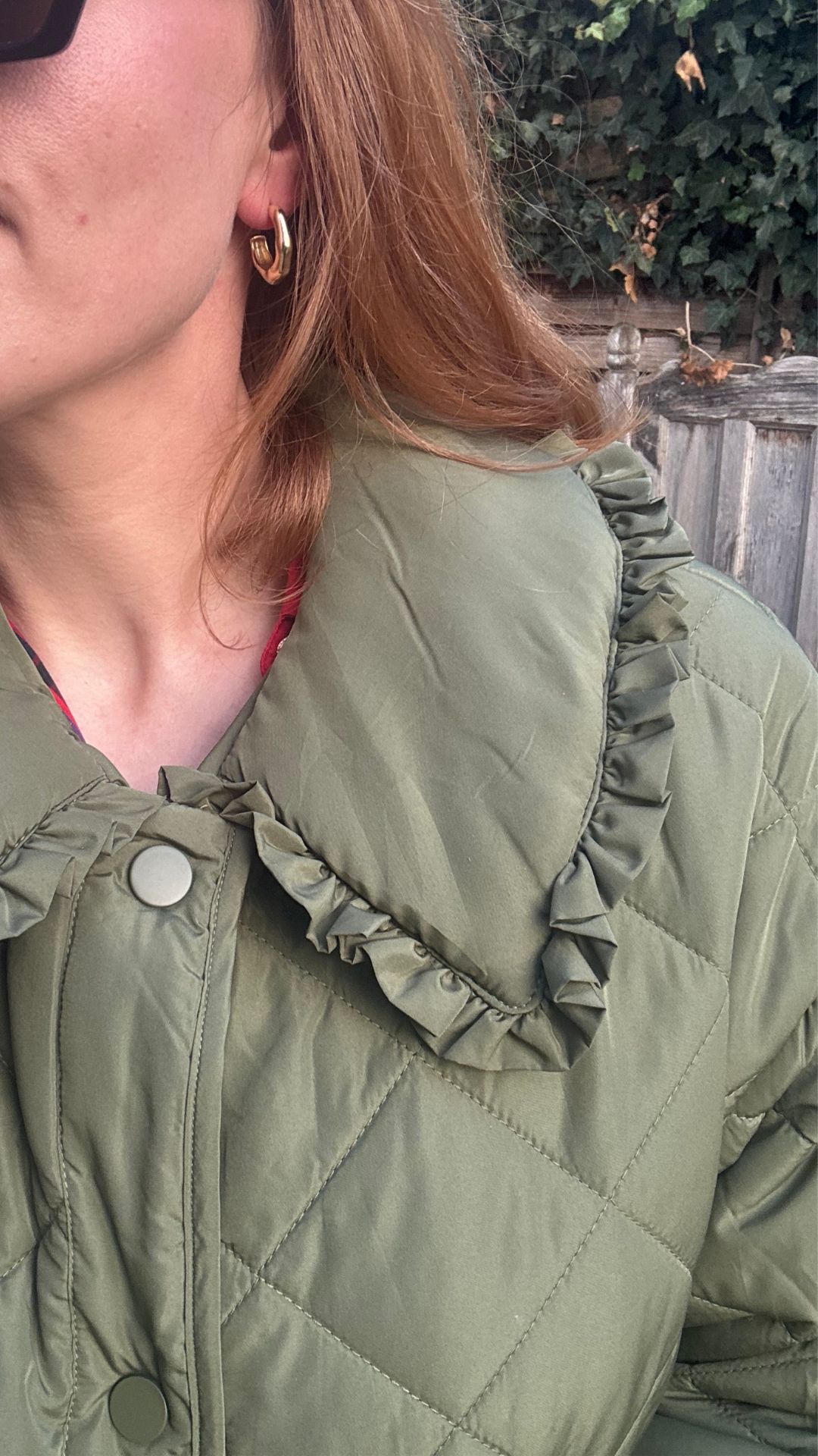 matilda wearing the miss selfridge quilted coat