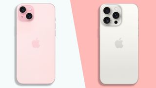 An iPhone 15 Plus and an iPhone 15 Pro Max