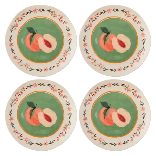 Karma, 8.75 Inches Melamine Salad Plates Set of 4, Reusable Dishwasher Safe Plates for Outdoor and Indoor, Peaches