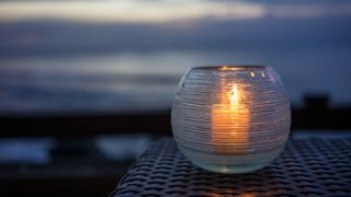 candle on balcony