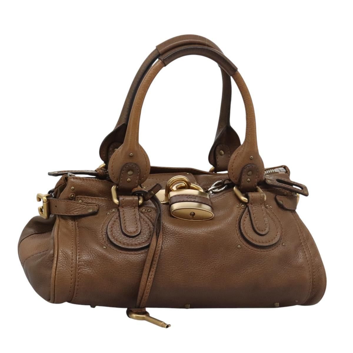 Chloe Paddington Hand Bag Leather Brown Gold Silver Auth 114883